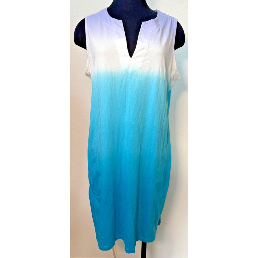 Lands End Beach Swim Coverup Sizeβ Large Blue Purple Ombre Dip Dye Cotton